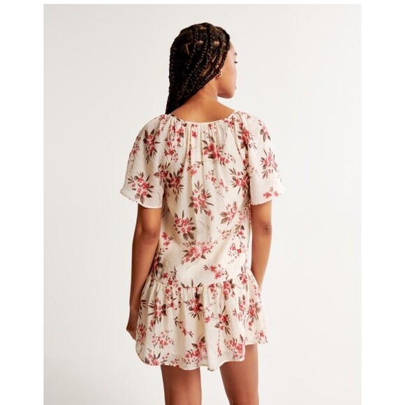 NWT Abercrombie & Fitch Floaty Dress XS Trapeze Mini Floral Boho Lightweight - Picture 3 of 11
